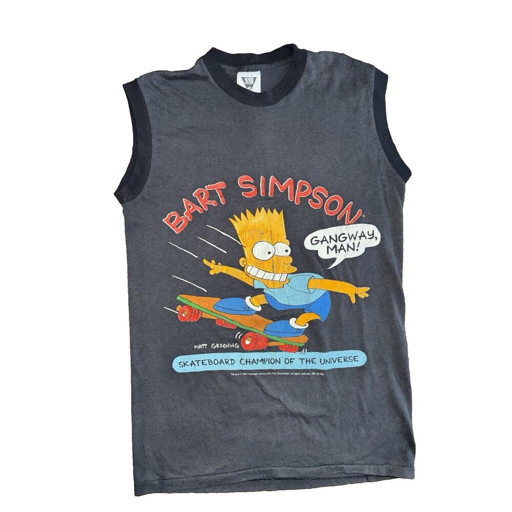 VTG 1990 Bart Simpson Skateboard Champion of the Universe Sleeveless Top Men's M